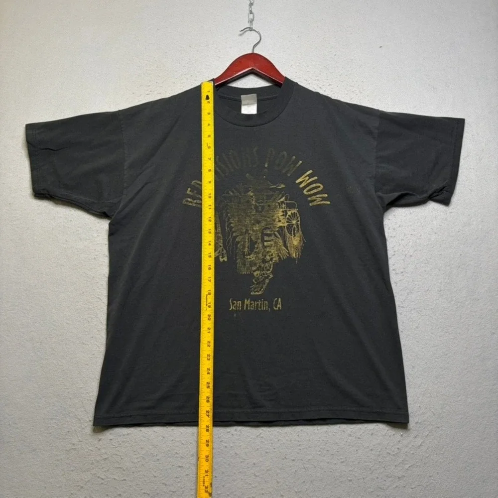 Fruit of the Loom T-Shirt Mens XL Black Red Visions Pow Wow Vintage 90s Graphic